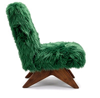 Fauteuil d'appoint de luxe en fausse fourrure verte nordique, style moderne du milieu du siècle, en bois massif, pour la maison, le bar, l'hôtel, la villa, l'extérieur - Vente en gros