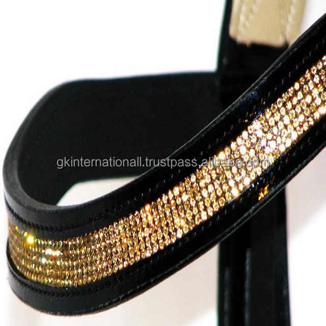 Bandeau De Sourcil équestre Myhorse En Cuir Noir Avec Cristaux – Neuf, Tailles 14 à 18 Pouces