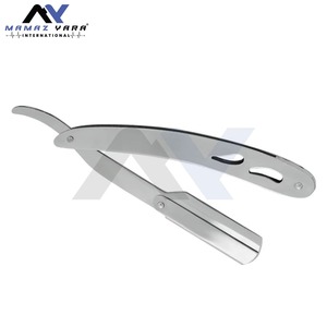 Rasoir professionnel à lame pivotante en acier inoxydable, manche personnalisable, outil de rasage du visage à lame unique, shavette à bord droit - Product Image 1