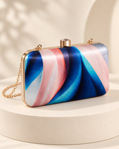 Pochette de soirée vintage en satin de coton imprimé avec fermeture à bouton et broderie de perles, imperméable, pour femme - Product Image 1
