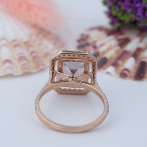 Emerald Cut Moissanite 14K Gold Plated Prong Setting 925 Sterling <b>Silver</b> for Certified Wedding Engagement <b>Solitaire</b> Bridal <b>Ring</b> - Product Image 3