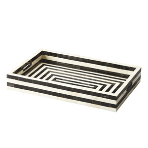 Plateau de service décoratif Ramadan artisanal de luxe en os incrusté, style Art Déco, en métal, écologique, durable et personnalisable - Product Image 3