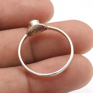 925 Sterling <b>Silver</b> Vintage Look Jewelry Round Cut Bezel <b>Set</b> Pearl <b>Ring</b> Pretty Simple Design Bohemian Jewelry At Wholesale Price - Product Image 3