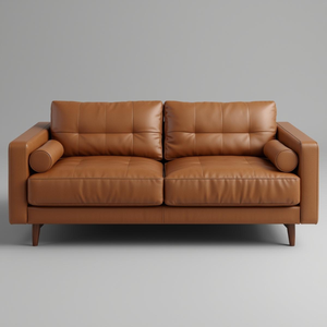 โซฟาหนังแท้จากโรงงานเฟอร์นิเจอร์เวียดนามระดับพรีเมียม ตกแต่งกระดุมที่พนักพิง พร้อมหมอนอิงสำหรับห้องนั่งเล่นที่บ้าน - Product Image 1