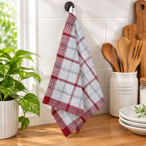 Essuie-vaisselle en coton biologique 100% teint en fil, séchage rapide, personnalisable, écologique, en tissu gaufré pour la cuisine. - Product Image 3