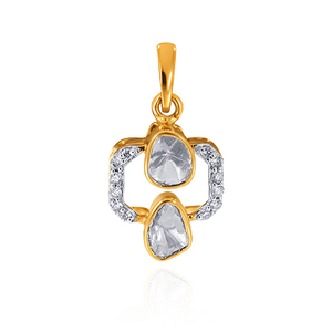 Pendentif en or jaune avec diamants de laboratoire taille ronde, design classique, bijou de tous les jours pour femme - Product Image 1