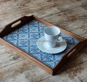 Bandeja de servicio de madera artesanal ecológica con diseño de esmalte para cocina, mesa de comedor, decoración del hogar y regalos - Product Image 6