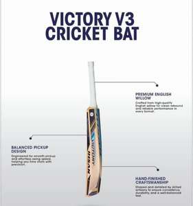 Bate de críquet Ihsan Sports Victory V3 Edition ligero de madera de sauce inglés con agarre extra y lámina anti-desgaste incluida - Product Image 4