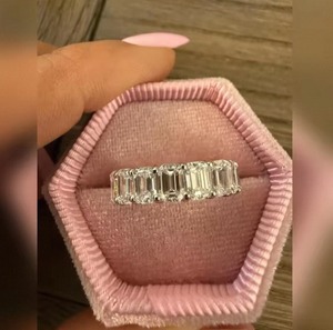 Luxury <b>Emerald</b> Cut Lab Grown Diamond <b>Ring</b> In 925 Sterling <b>Silver</b> For Women Perfect For Engagement Wedding And Anniversary Gift - Product Image 1