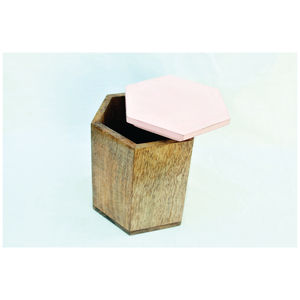 Wholesale Custom Hexagon Wood <b>Box</b> | Modern Pink Wooden Jewelry Organizer Case | Small Decorative Trinket <b>Box</b> for Home Decor - Product Image 1