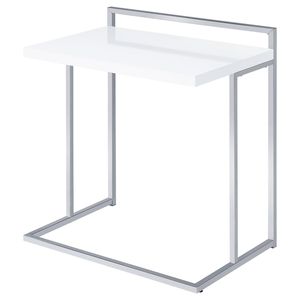 White High Gloss Rectangular Top <b>Coffee</b> <b>Table</b> with Stylish Metal <b>Legs</b> Snack <b>Table</b> - Product Image 4