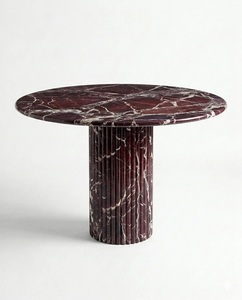 Mesa de Comedor de Lujo en Madera Roja Rosso Levanto |   Mesa de Pedestal Moderna y Ecológica de Mármol Agra Heritage para Uso en Interiores de Hogares y Restaurantes - Product Image 3