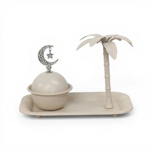 Plateau de service en métal au design tendance pour dattes, noix et fruits secs, idéal pour la maison et le Ramadan - Product Image 3