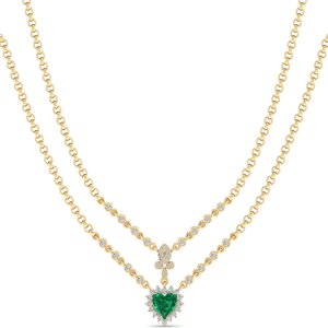 REYES Precio de Fábrica Collar con Colgante de Plata de Ley 925 con Esmeralda de Corte Corazón de 3.5Ct, Regalo de Boda, Joyería Fina - Product Image 6
