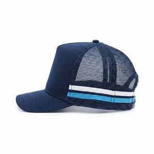 Unisex <b>Navy</b> Mesh Trucker <b>Hat</b> 6-Panel Adjustable Snapback Casual Outdoor Fashion Spring Summer Breathable Contrast Color Design - Product Image 2