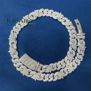 Moissanite <b>Statement</b> <b>Necklace</b> S925 Silver Link Chain Flower Design Luxury Unisex Everyday Wear - Product Image 6