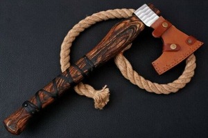 Hacha táctica artesanal para partir leña con mango de madera y hoja de acero inoxidable de 4 3/4 pulgadas de filo para cortar leña - Product Image 6