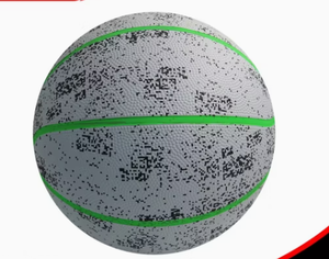 Balón de Baloncesto de PVC con Rayas Verdes y Diseño Moteado Gris, Tamaño 7, para Uso en Interiores y Exteriores - Product Image 1