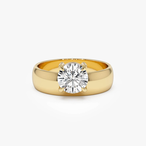 Bague de fiançailles pour femme en or jaune 1 carat, diamant rond taille brillant, qualité supérieure, certifiée IGI, VS-VVS, style luxueux - Product Image 1