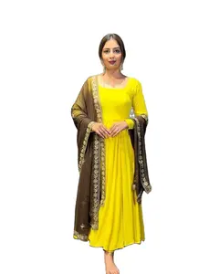 Haldi special Salwar Kameez gaun pesta wanita etnik India Tersedia dengan harga terjangkau Gaun India salwar kameez