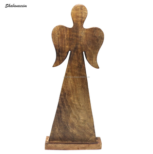 Décoration de table de Noël du fabricant indien Ornement d'ange en bois artisanal pour décoration d'arbre Figurine et jouet de Noël - Product Image 5