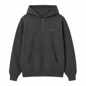 Sudadera con capucha y media cremallera extragrande con logotipo personalizado premium para hombre, de alta calidad, de algodón grueso, con cremallera de cuarto, OEM - Product Image 5