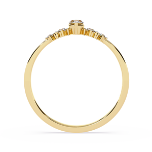 Anillo de Compromiso de Oro Amarillo de 14k con Diamante Corte Pera para Mujer, con Piedras Laterales Redondas, Estilo Clásico, para Regalo de Aniversario - Product Image 3