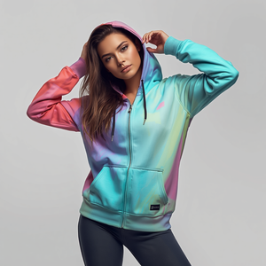 เสื้อฮู้ดผู้หญิงแบบสวมหัว ซิป 3/4 ผ้าฝ้ายฟลีซน้ำหนักเบา พร้อมบริการปรับแต่งแบบ OEM ODM - Product Image 3