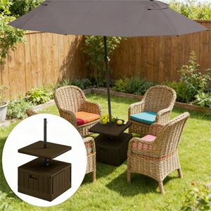 Base per Ombrellone da Patio Marrone, Solo Base per Cortile o Terrazza, Supporto per Tavolino da Caffè Incluso - Product Image 1