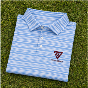 Polo rayé bleu et blanc pour homme Trackstar, manches courtes, col boutonné, chemise de golf décontractée, logo personnalisé - Product Image 6