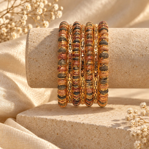 Conjunto de Brazaletes Texturizados Multitono para Mujer, en Oro, Oro Rosa y Negro, Joyería Tradicional de Imitación, Venta al Por Mayor - Product Image 2