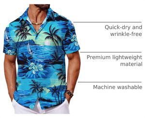 เสื้อชายหาดหรูหราสำหรับผู้ชาย สไตล์ฮาวาย ฤดูร้อน ลำลอง พิมพ์ลาย โพลีเอสเตอร์ ระบายอากาศได้ดี แขนสั้น ติดกระดุม ไซส์ใหญ่ ปกคอพับได้ - Product Image 3