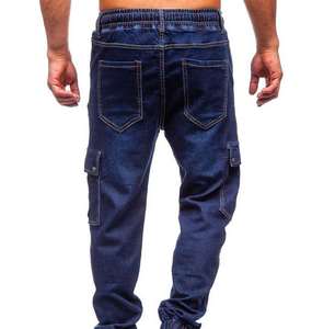Jeans de Mezclilla Rectos de Alta Calidad para Hombre, Cintura Elástica, Múltiples Bolsillos, Estilo Casual, para Viajes y Uso Diario, Tacto Suave - Product Image 6