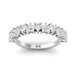 Bague demi-éternité en diamant de laboratoire taille cœur, argent sterling 925 plaqué or, style luxueux pour femme, mariage/anniversaire - Product Image 4