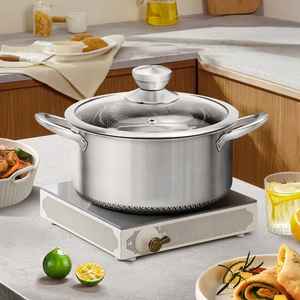 Olla de aluminio antiadherente con tapa de vidrio, compatible con inducción, olla para sopa de gran capacidad, utensilios de cocina. - Product Image 5