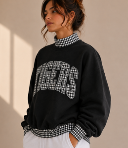 Custom TBSIGMA Sorority Sweatshirt Women Greek Letter Chenille Embroidery <b>Mock</b> Neck Cotton Fleece Relaxed Fit Pullover - Product Image 3