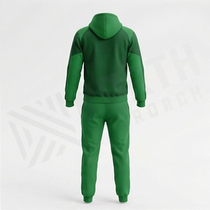 Men's Green Color Blocking <b>Tracksuit</b> Hooded Full Zip Sweatshirt With Side Pockets Casual Sportswear Autumn Wear - Product Image 2