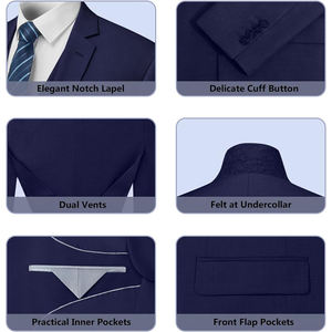 Uniforme de Oficina Corporativo de Tres Piezas para Hombre, Color Azul Marino, Transpirable, con Chaleco y Corbata, para Vestimenta Formal - Product Image 5