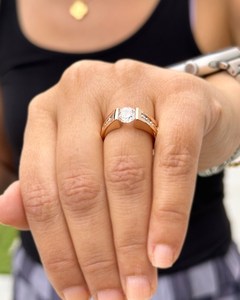 0.50CT Round Cut Diamond Wide Band <b>Ring</b> Solitaire Lab Grown 14K Yellow <b>Gold</b> For Unisex Birthdays Wishes Gift For Mom <b>Dad</b> - Product Image 5