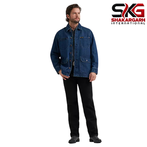 Chaqueta de Mezclilla Azul Clásica para Hombre, 100% Algodón, Cierre de Botones, Corte Regular, Chaquetas Casuales, OEM, ODM, Logotipo Personalizado - Product Image 3