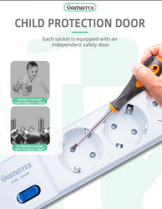 Volet de sécurité adapté au lieu de travail, à la maison et en voyage, de haute qualité, type européen OEM, série VEGA, rallonges électriques. - Product Image 3