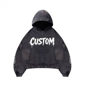 Hoodie surdimensionné en coton lourd personnalisé, marque privée, OEM, ODM, streetwear, fabricant de vêtements en gros, usine - Product Image 1