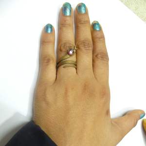 Sterling <b>Silver</b> 925 Gold-Plated Tourmaline and Diamond Unisex <b>Rings</b> Moissanite - Product Image 5