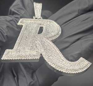 Custom R Letter Moissanite Diamond <b>Initial</b> Hip Hop <b>Pendant</b> Iced Out 925 Sterling <b>Silver</b> For Men's Fine Jewelry <b>Pendants</b> & Charms - Product Image 4