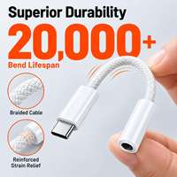 Adaptor Headphone USB Type C ke 3.5mm Female dengan DAC Terintegrasi HiFi, Dongle Audio AUX Berjaring untuk iPhone Samsung Galaxy Pixel