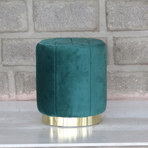 Velvet <b>Pouf</b> with Stylish Metal Frame Comfortable Stools & Ottomans - Product Image 1