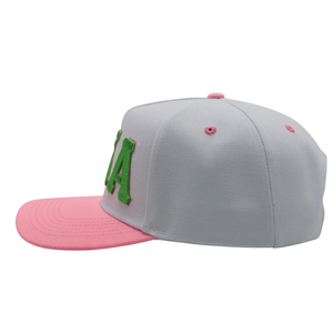 Gorra Snapback AKA con Letras Blancas, Gorra de Béisbol con Letra Bordada en Verde, Visera Rosa, Ajustable, de Algodón, Estilo Casual - Product Image 6