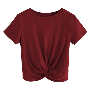 High Quality Boxy Fit Women's Cotton Crop T Shirt Breathable Quick Dry Short Sleeve Casual Tee Crew Neck Summer Gym <b>Top</b> Bulk - Product Image 1