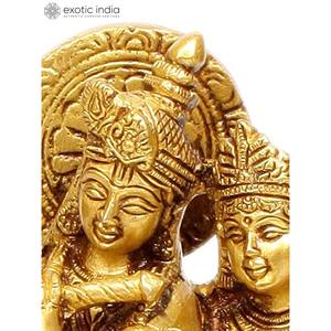 Sculpture en laiton de 7 pouces faite à la main de Radha Krishna symbolisant la religion est pour l'amour pour les cadeaux Fabriqué en Inde - Product Image 4
