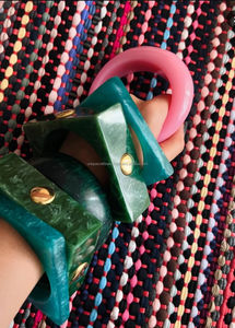 Brazaletes de Resina de Estilo Étnico Colorido para Mujer, Joyería Tradicional para Festivales, Bodas y Eventos Culturales - Product Image 2